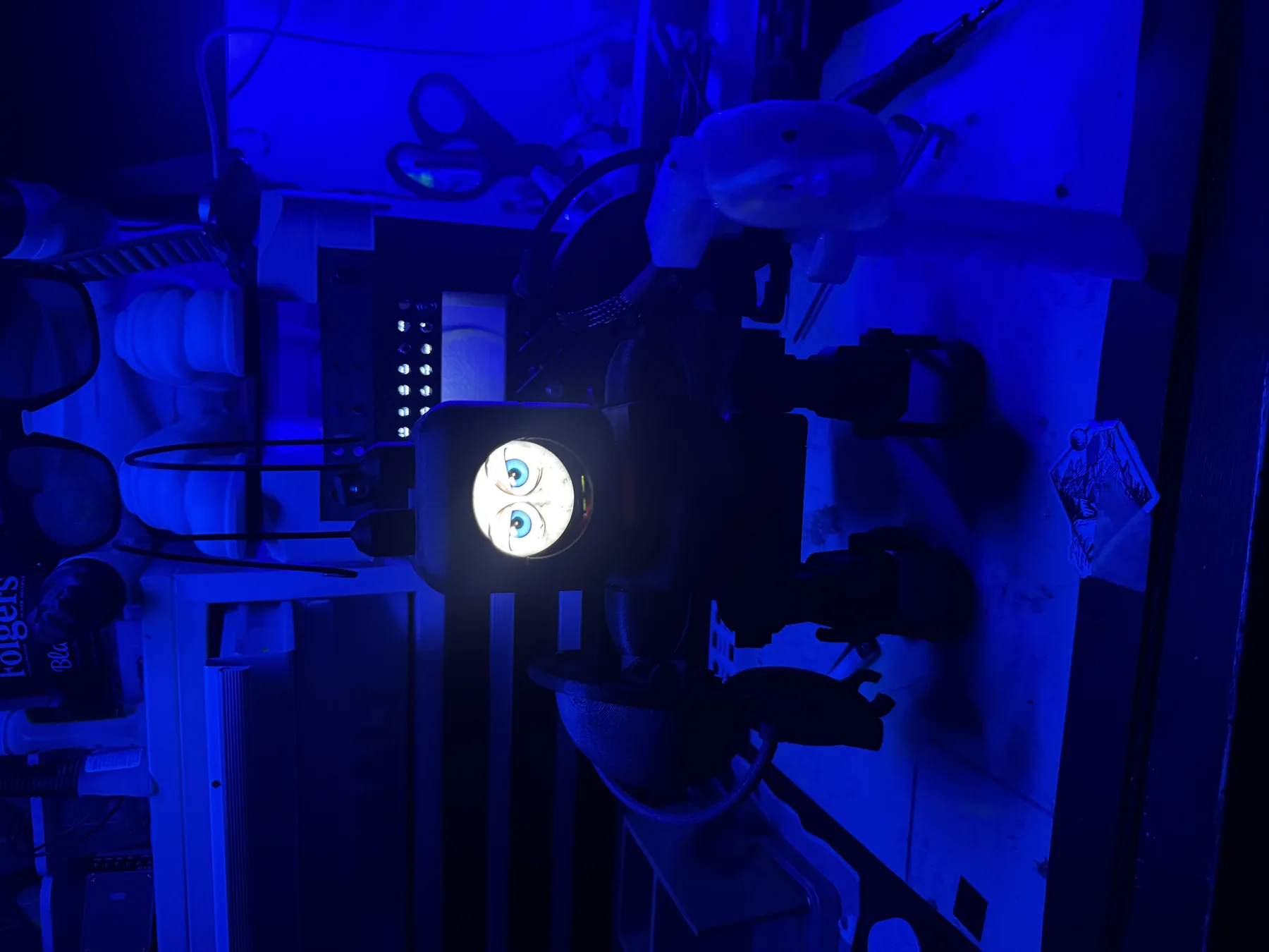 Moki MK2 illuminated on the workbench during embedded development