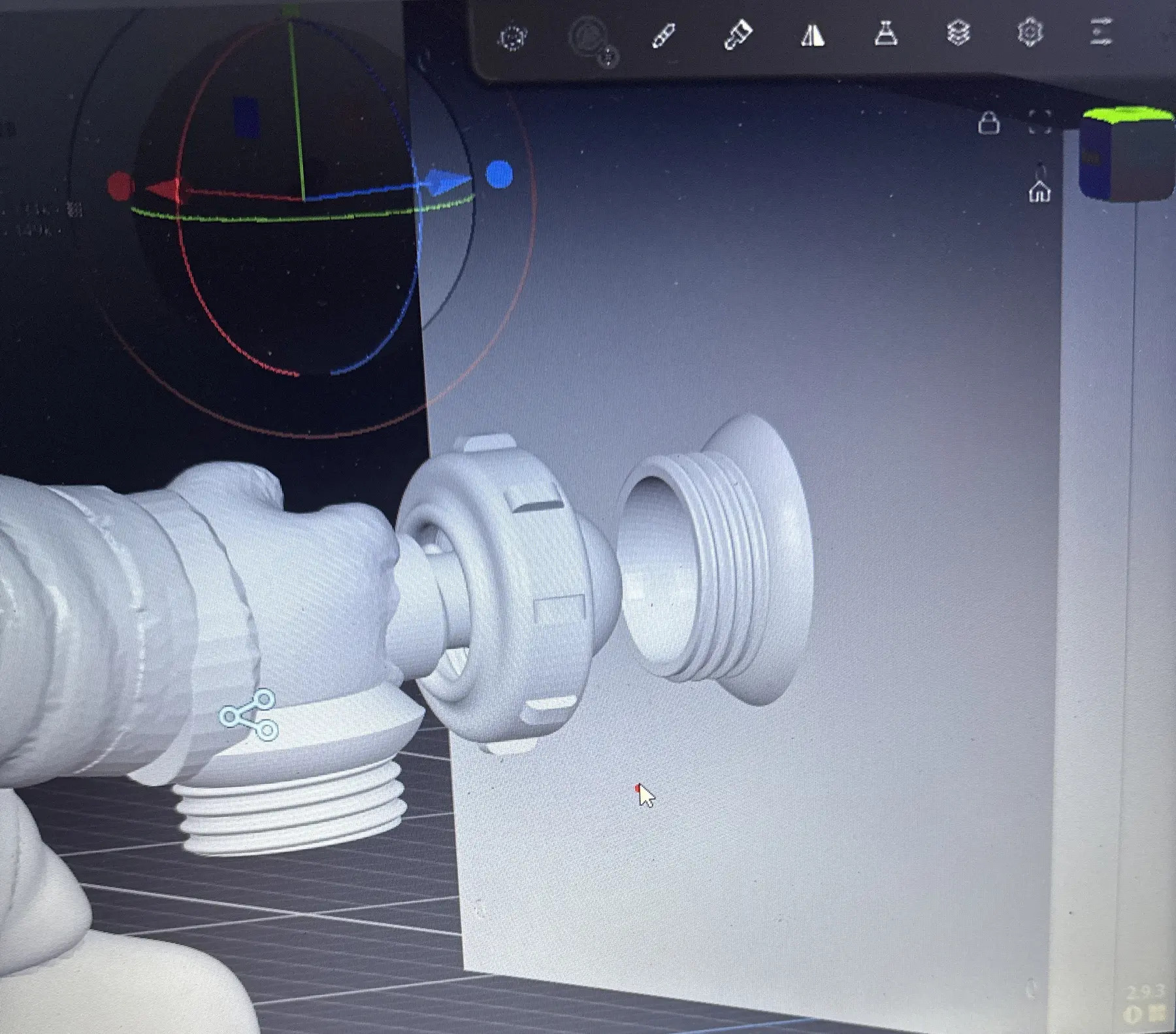 CAD development of the Moon Man modular hand attachment thread